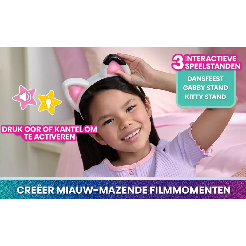 Gabbys Dollhouse: Il Film, orecchie interattive Miauz-tastiche, fascia con luci, suoni e 3 modalità di gioco, giocattolo per bambine e bambini da 3 anni