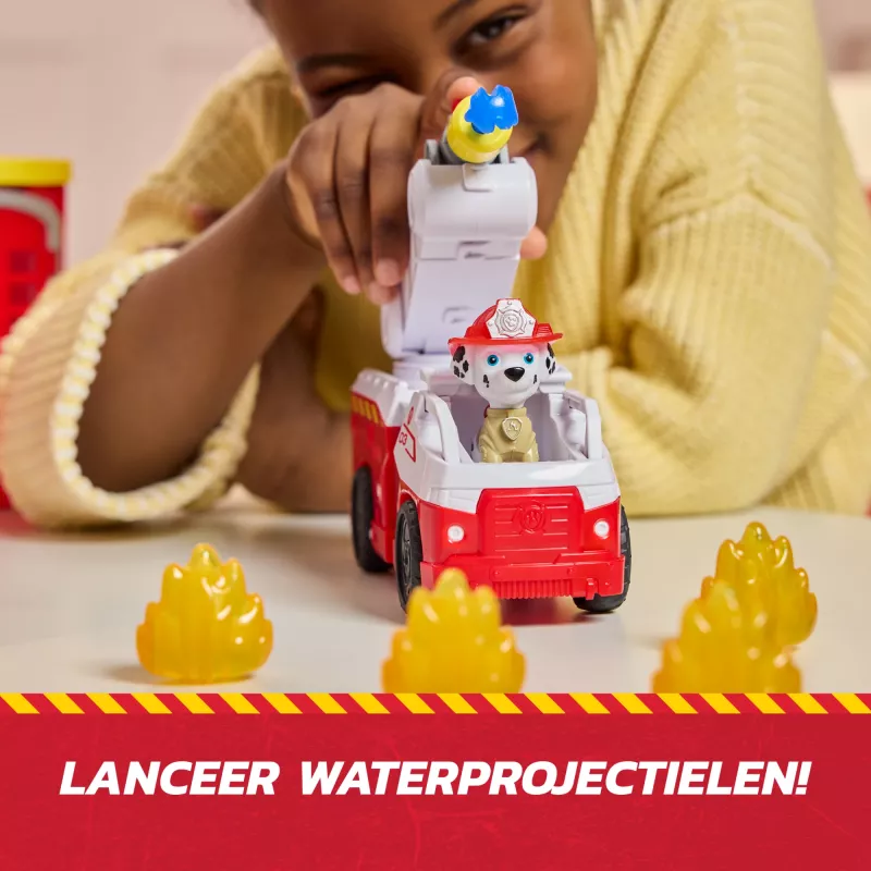 PAW Patrol Fire Rescue Command Center con figura Marshall, camion dei pompieri di soccorso, luci, lanciatore ed effetti sonori, giocattolo per bambini e bambine dai 3 anni