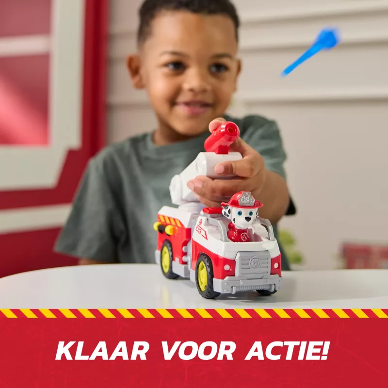 Camion dei pompieri giocattolo Spin Master Marshall Rescue Fire Engine con action figure, lanciatore di proiettili, plastica, dai 3 anni