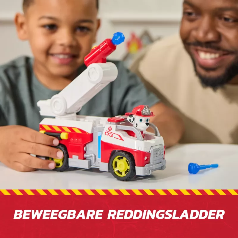 Camion dei pompieri giocattolo Spin Master Marshall Rescue Fire Engine con action figure, lanciatore di proiettili, plastica, dai 3 anni