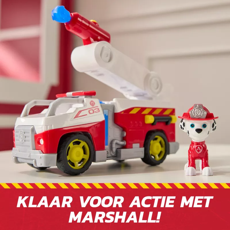 Camion dei pompieri giocattolo Spin Master Marshall Rescue Fire Engine con action figure, lanciatore di proiettili, plastica, dai 3 anni