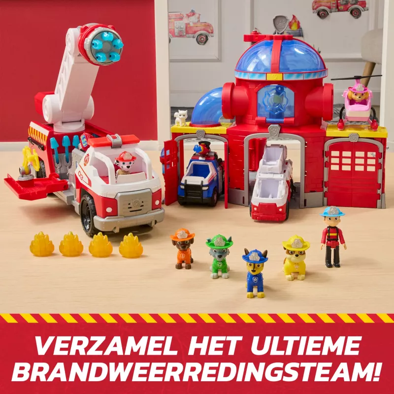 Camion dei pompieri giocattolo Spin Master Marshall Rescue Fire Engine con action figure, lanciatore di proiettili, plastica, dai 3 anni