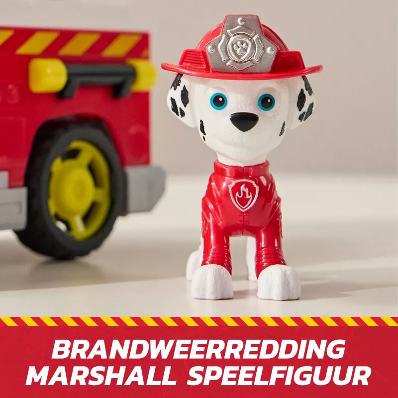 Camion dei pompieri giocattolo Spin Master Marshall Rescue Fire Engine con action figure, lanciatore di proiettili, plastica, dai 3 anni