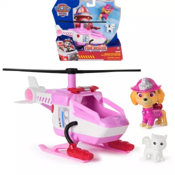 PAW Patrol Fire Rescue: Skye Rettungs-Helikopter con action figure, amico gatto ed elicottero giocattolo, giocattolo per bambini e bambine dai 3 anni