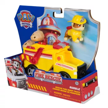 PAW Patrol Fire Rescue: Rubble Rescue camion ribaltabile dei pompieri con action figure, proiettili e camion giocattolo, giocattolo per bambini e bambine dai 3 anni