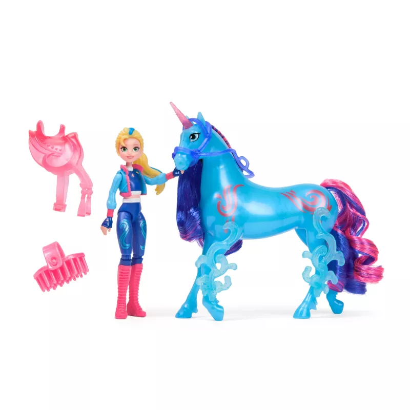Statua giocattolo Spin Master Unicorn Academy Isabel con criniera e coda vere e spazzola