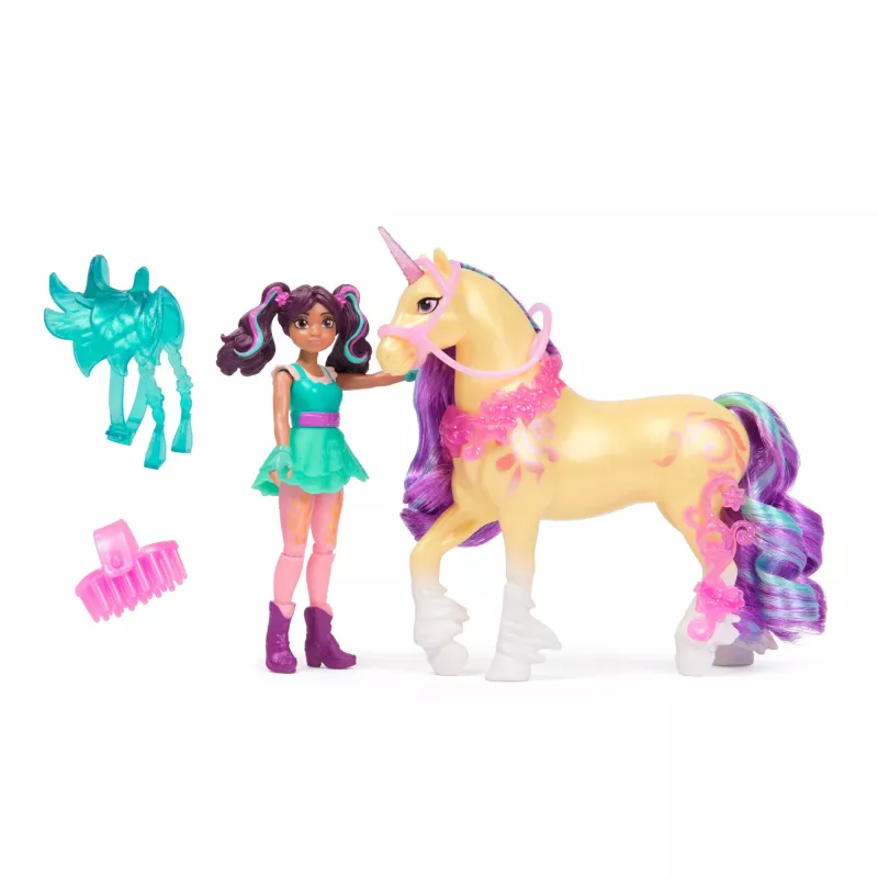 Spin Master Unicorn Academy set di personaggi Ava e unicorno Leaf con vera criniera, coda e spazzola, da 4 anni