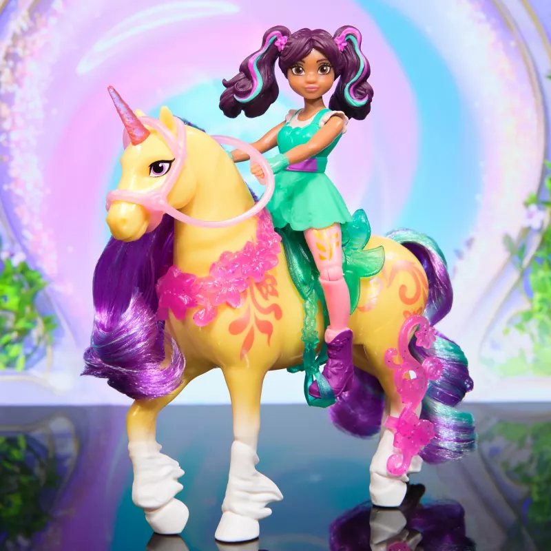 Spin Master Unicorn Academy set di personaggi Ava e unicorno Leaf con vera criniera, coda e spazzola, da 4 anni