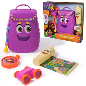Spin Master Dora My Adventure zaino con mappa estraibile, binocolo giocattolo e bussola – multicolore, da 3 anni