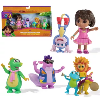Dora, Fantastic Friends confezione regalo con Dora, Boots, Tico, Isa e il Fiesta Trio, statuine, giocattolo per bambini e bambine da 3 anni