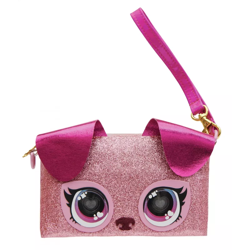 Purse Pets, Keepin' It Clutch Dazzling Diva cucciolo giocattolo e borsa da polso con occhi arcobaleno luminosi, giocattolo per bambine da 4 anni