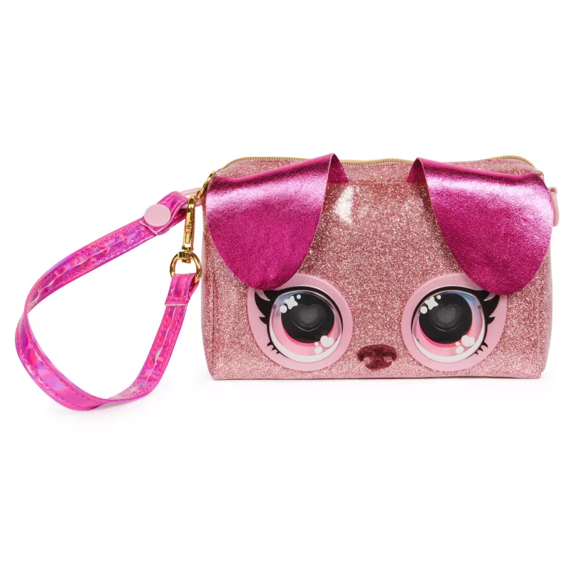 Purse Pets, Keepin' It Clutch Dazzling Diva cucciolo giocattolo e borsa da polso con occhi arcobaleno luminosi, giocattolo per bambine da 4 anni