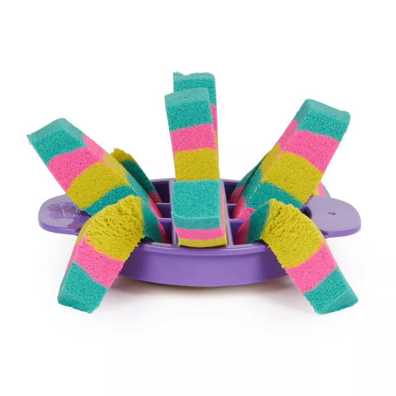 Kinetic Sand, set Ultimate Sandisfying con 2lbs di sabbia da gioco (rosa, giallo e turchese), 10 strumenti e stampi, giocattolo sensoriale per bambini da 7 anni