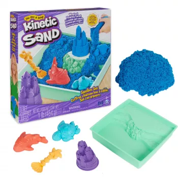 Kinetic Sand, set sabbiera, regali creativi di Pasqua, include 1 lb di sabbia modellabile blu, 4 strumenti e stampi, contenitore, giocattolo sensoriale per bambini da 3 anni