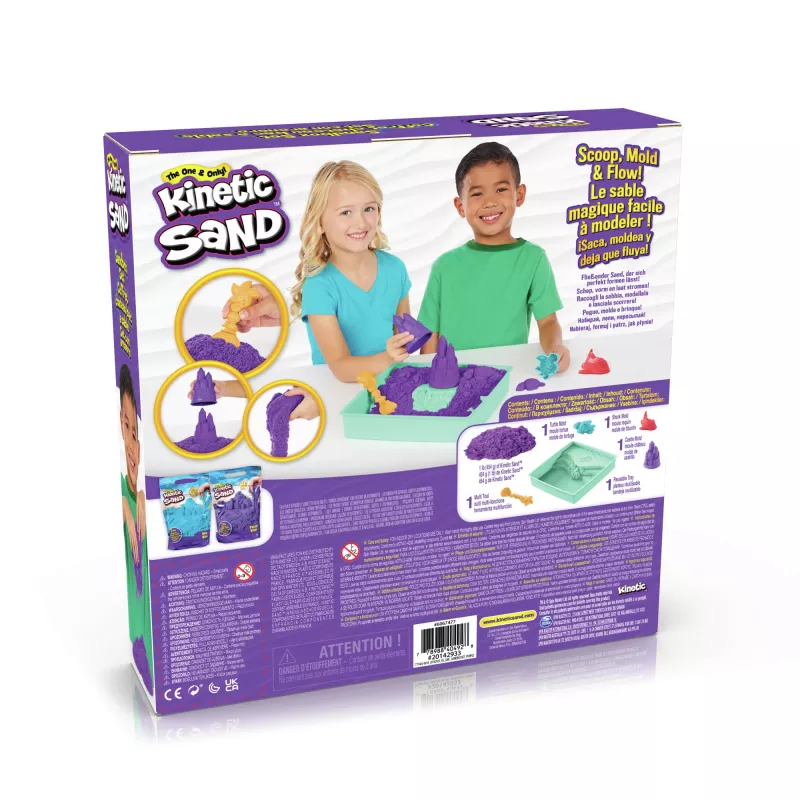 Kinetic Sand, set sabbiera, regali creativi di Pasqua, include 453 g di sabbia modellabile viola, 4 strumenti e stampi, contenitore, giocattolo sensoriale per bambini da 3 anni