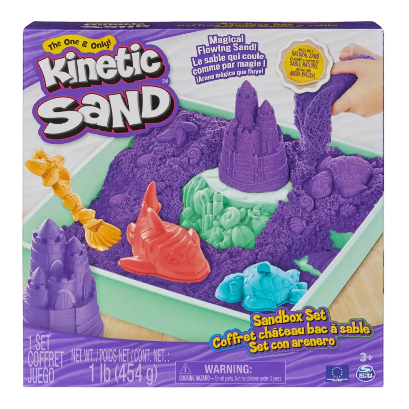 Kinetic Sand, set sabbiera, regali creativi di Pasqua, include 453 g di sabbia modellabile viola, 4 strumenti e stampi, contenitore, giocattolo sensoriale per bambini da 3 anni