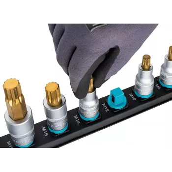 Set di chiavi a bussola Hazet 986-SR/8, set da 8 pezzi bussole esagonali corte, 6–17 mm, nero