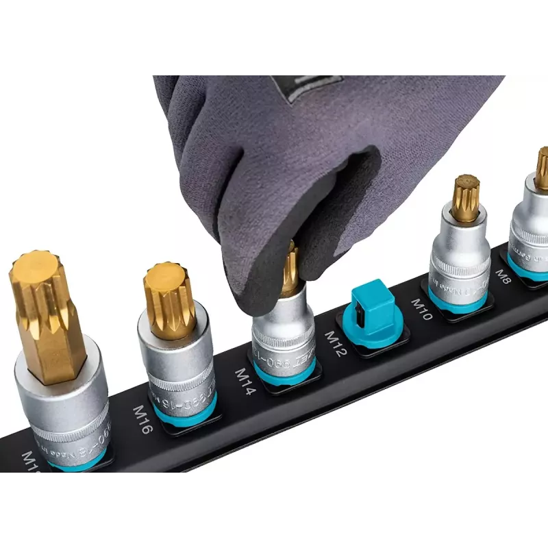 Set di chiavi a bussola Hazet 986-SR/8, set da 8 pezzi bussole esagonali corte, 6–17 mm, nero
