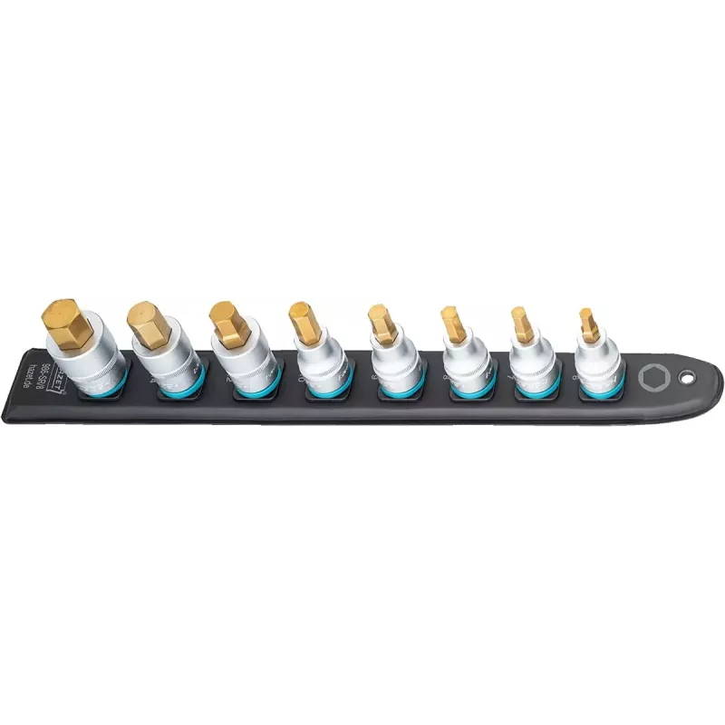 Set di chiavi a bussola Hazet 986-SR/8, set da 8 pezzi bussole esagonali corte, 6–17 mm, nero