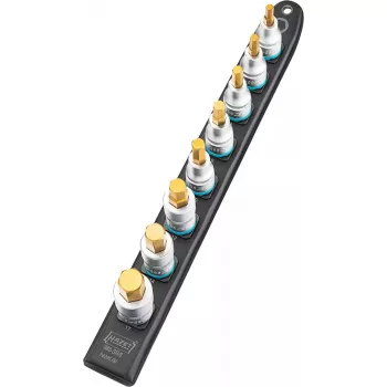 Set di chiavi a bussola Hazet 986-SR/8, set da 8 pezzi bussole esagonali corte, 6–17 mm, nero
