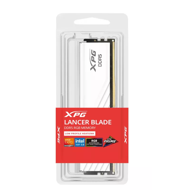 DIMM 16 GB DDR5-6400 , memoria RAM bianca, AX5U6400C3216G-SLABRWH, XPG Lancer Blade RGB, INTEL XMP, AMD EXPO
