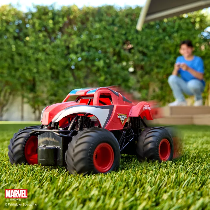 Monster Jam, Marvel The Amazing Spider-Man Monster Truck RC, scala 1:24, giocattolo per bambini e bambine da 4 anni