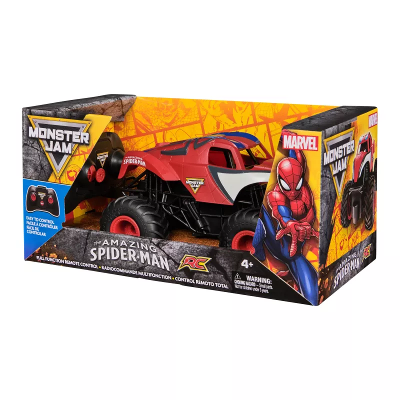 Monster Jam, Marvel The Amazing Spider-Man Monster Truck RC, scala 1:24, giocattolo per bambini e bambine da 4 anni