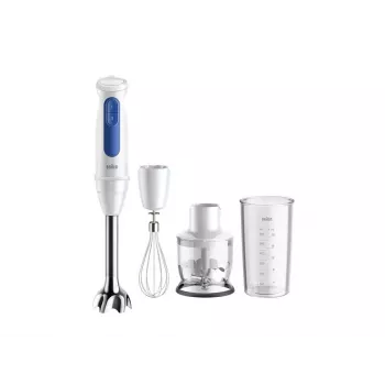 Frullatore a mano Braun Household MultiQuick 3 MQ30202M, 900 W, bianco/blu, con tritatutto e frusta