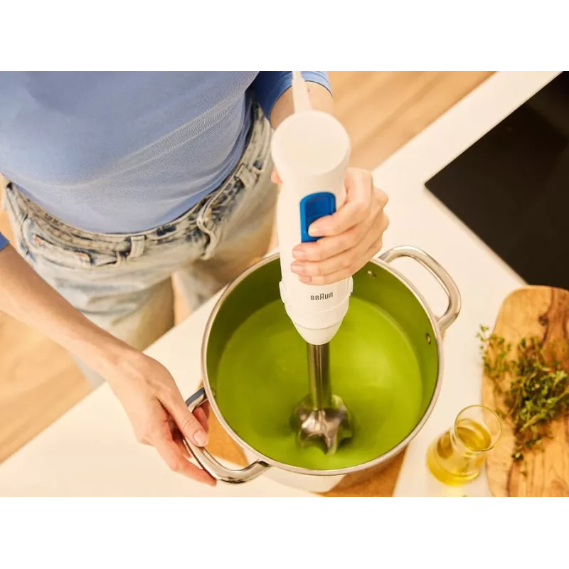 Frullatore a mano Braun Household MultiQuick 3 MQ30202M, 900 W, bianco/blu, con tritatutto e frusta