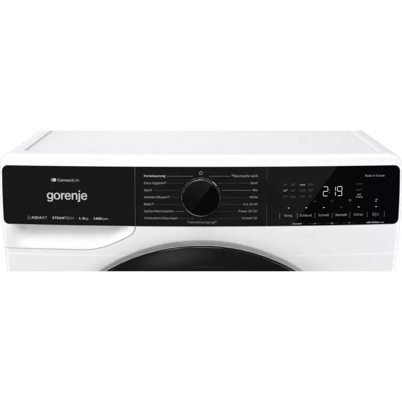 Gorenje WPNA94A1TS lavatrice a carica frontale 9 kg, 1400 giri/min, ConnectLife Wi-Fi, bianco/nero