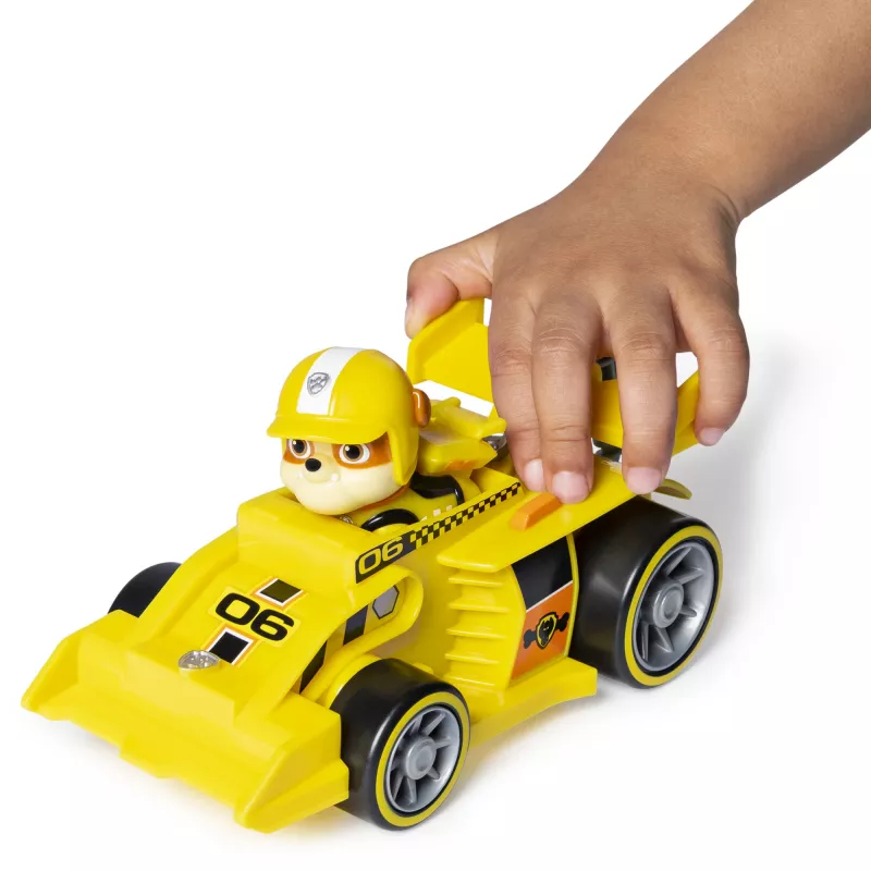 PAW Patrol , Ready, Race, Rescue Veicolo Rubble’s Race & Go Deluxe con suoni, per bambini da 3 anni