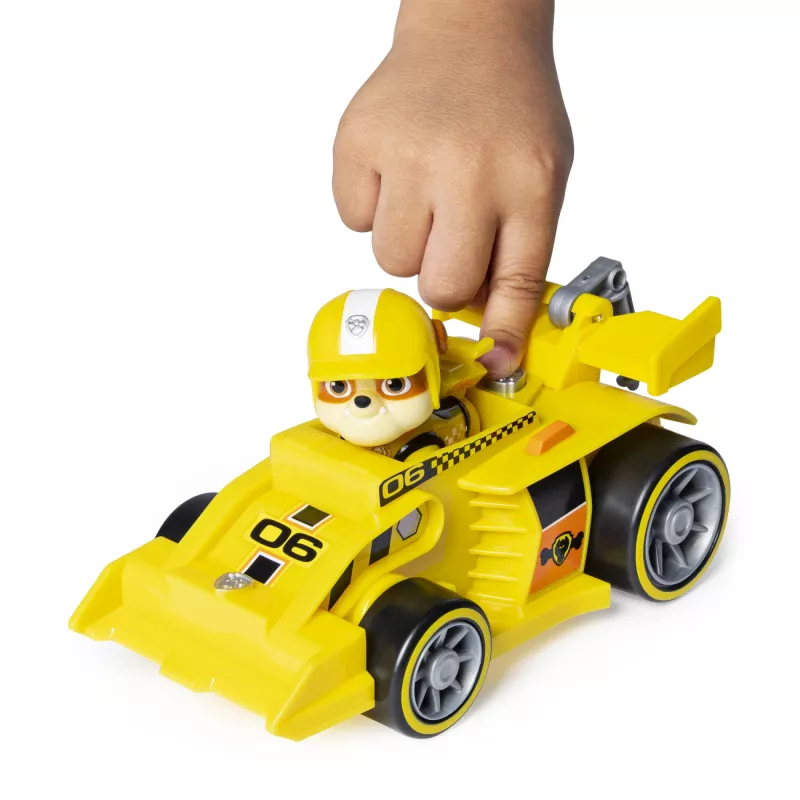 PAW Patrol , Ready, Race, Rescue Veicolo Rubble’s Race & Go Deluxe con suoni, per bambini da 3 anni