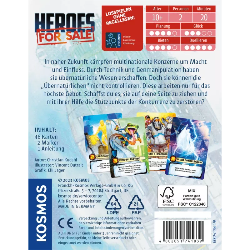 Kosmos Heroes For Sale gioco di carte gioco di scarto