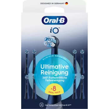 Testine spazzolino Oral-B iO Ultimate Clean — confezione da 8, nere, per una rimozione superiore della placca