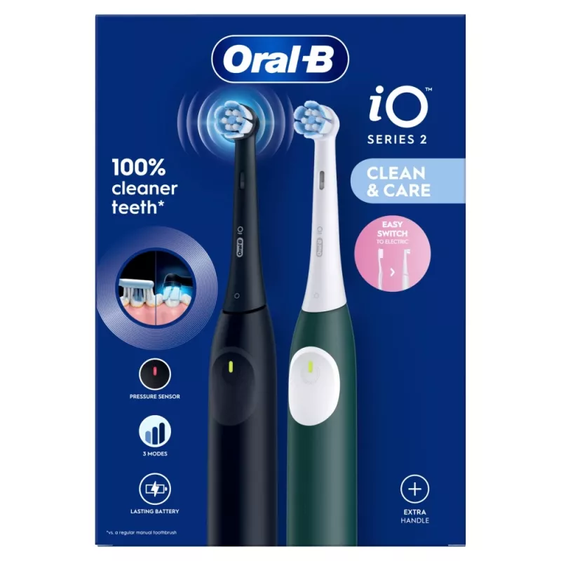 Spazzolino elettrico BRAUN Oral-B iO Series 2 Duo nero/verde, ricaricabile, modello 62418