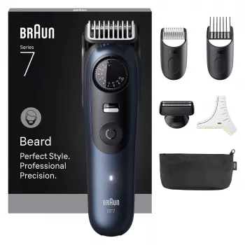 Braun BeardTrimmer 7 BT7520 batteria 40 2 cm bagnato e asciutto nero, blu