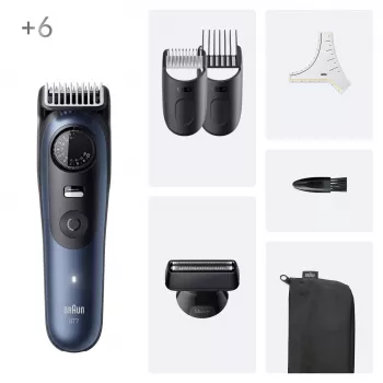 Braun BeardTrimmer 7 BT7520 batteria 40 2 cm bagnato e asciutto nero, blu