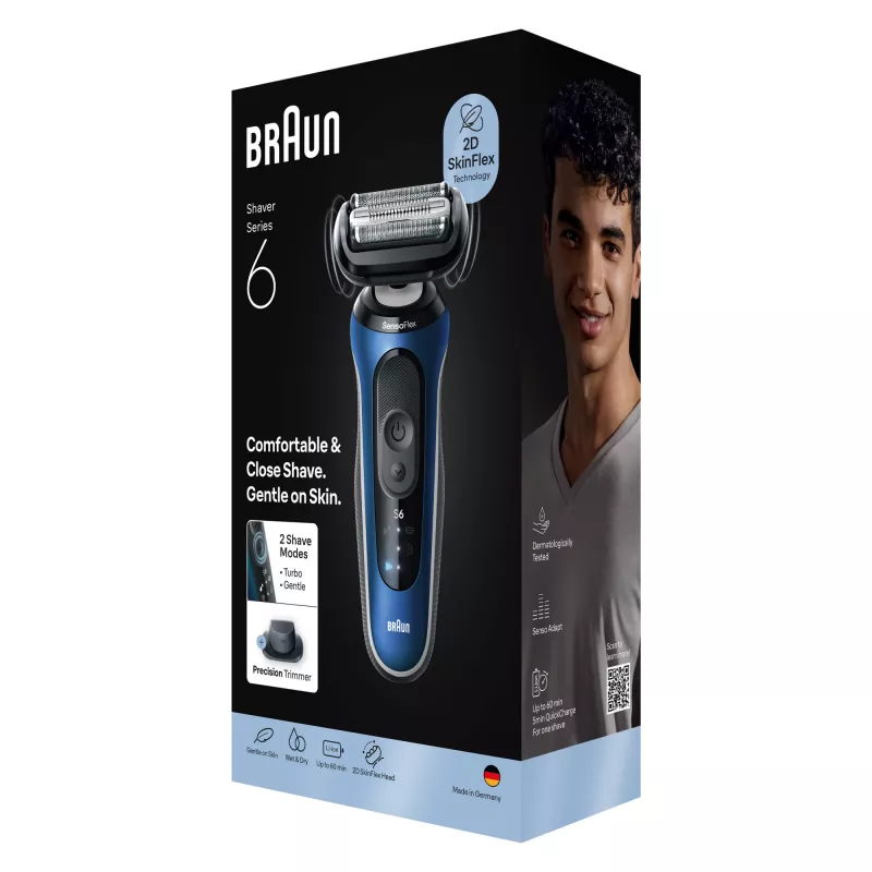 Rasoio elettrico BRAUN Series 6 62-B1200S bagnato e asciutto con rifinitore per barba integrato