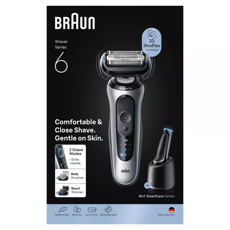 Braun Series 6 62-S7650cc argento - rasoio a lamina con batteria Li-Ion