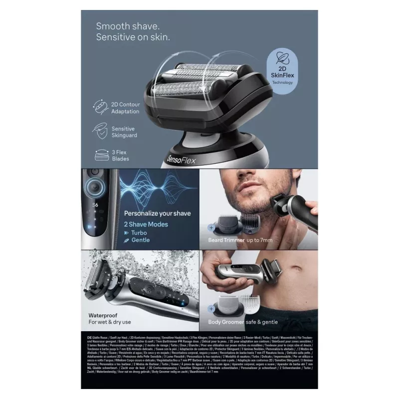 Braun Series 6 62-S7650cc argento - rasoio a lamina con batteria Li-Ion