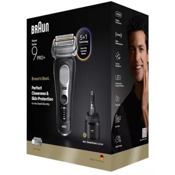 Rasoio a lamina Braun Series 9 Pro+ 9660CC nero argento acciaio inox