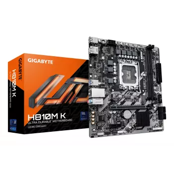 Scheda madre GIGABYTE H810M K Micro ATX per Intel Core Ultra (Serie 2) — LGA 1851, DDR5 fino a 6400 MHz, 1x PCIe 4.0 M.2, 1GbE
