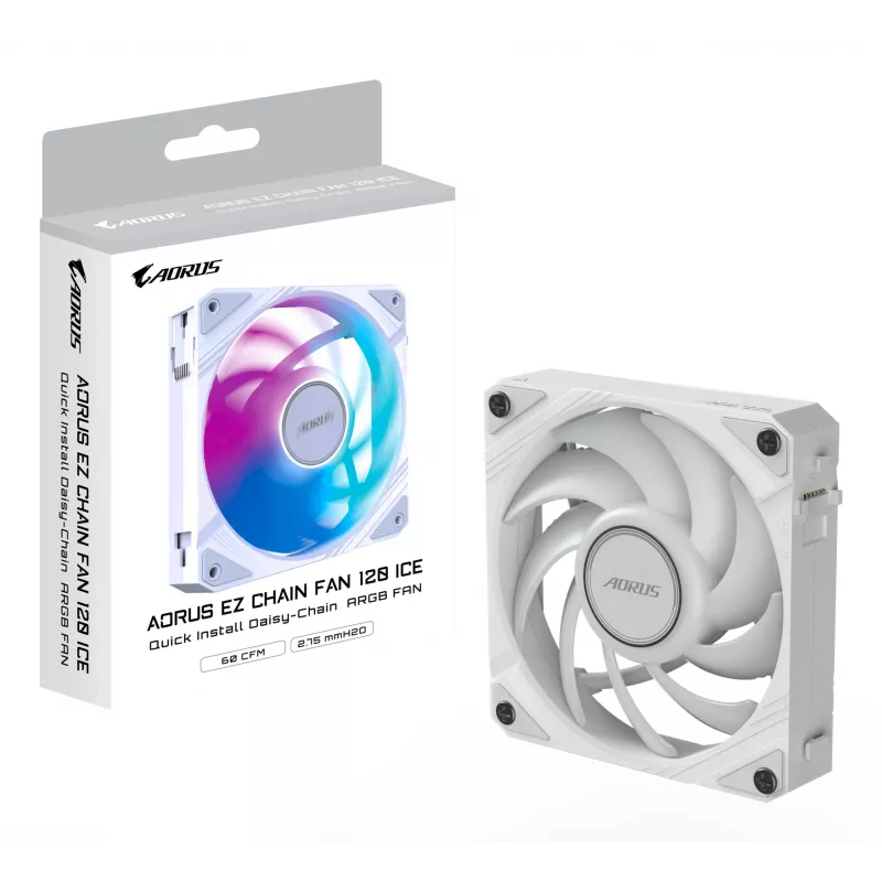 Ventola per case Gigabyte AORUS EZ CHAIN FAN 120 ICE, 120 mm, bianca, GP-ECFAN1201 ICE