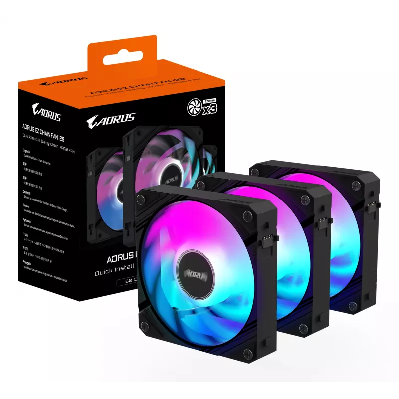 GIGABYTE AORUS EZ CHAIN FAN 120 (confezione da 3) scheda madre 12 cm nero 3 pezzi