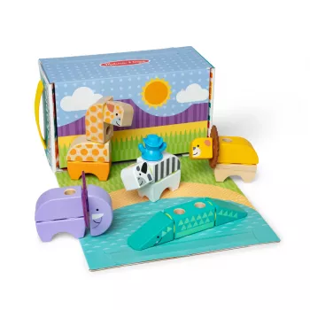 Set da costruzione Spin Master Melissa & Doug Blockables Safari set di gioco – figure e blocchi impilabili