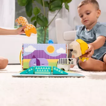 Set da costruzione Spin Master Melissa & Doug Blockables Safari set di gioco – figure e blocchi impilabili