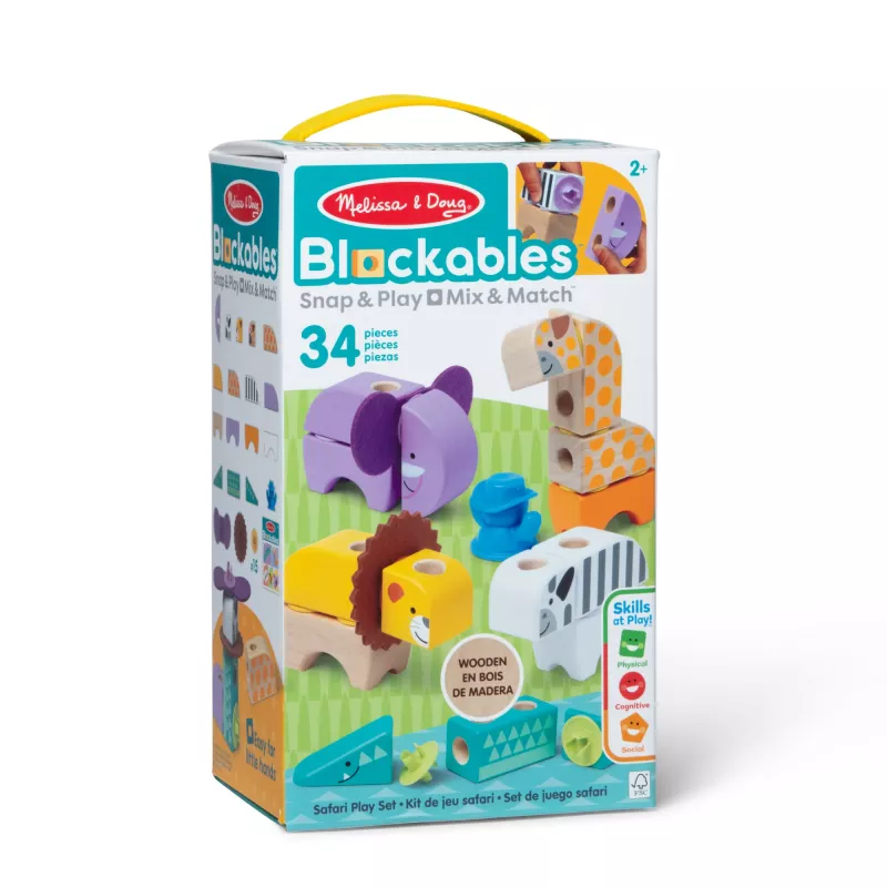 Set da costruzione Spin Master Melissa & Doug Blockables Safari set di gioco – figure e blocchi impilabili