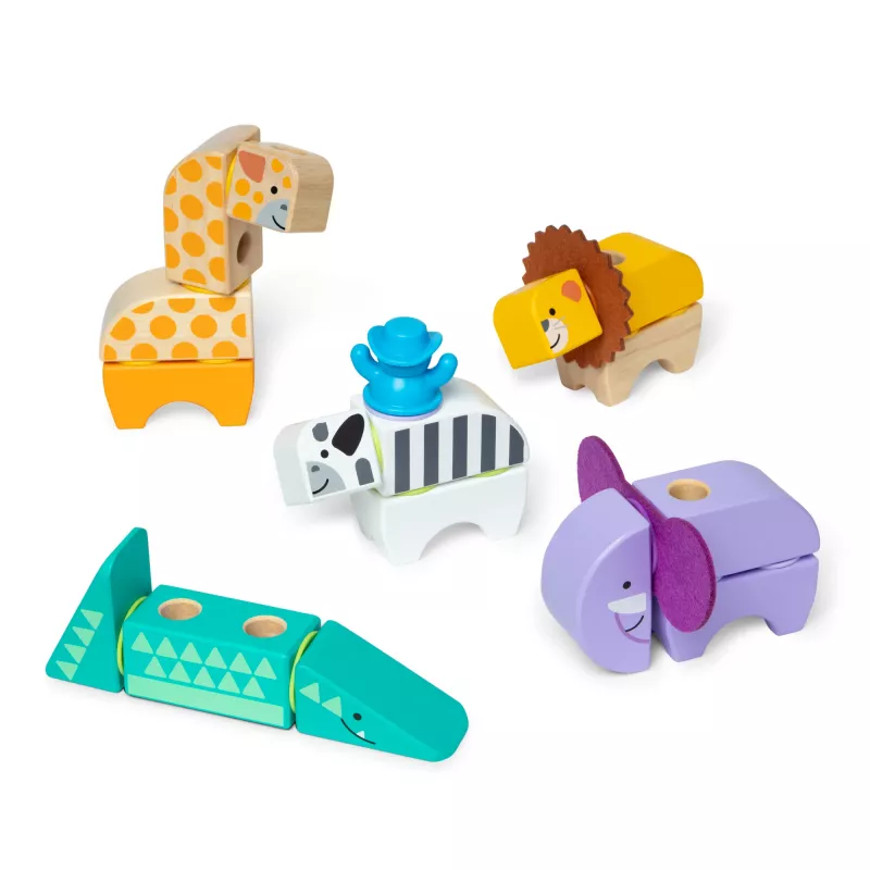 Set da costruzione Spin Master Melissa & Doug Blockables Safari set di gioco – figure e blocchi impilabili