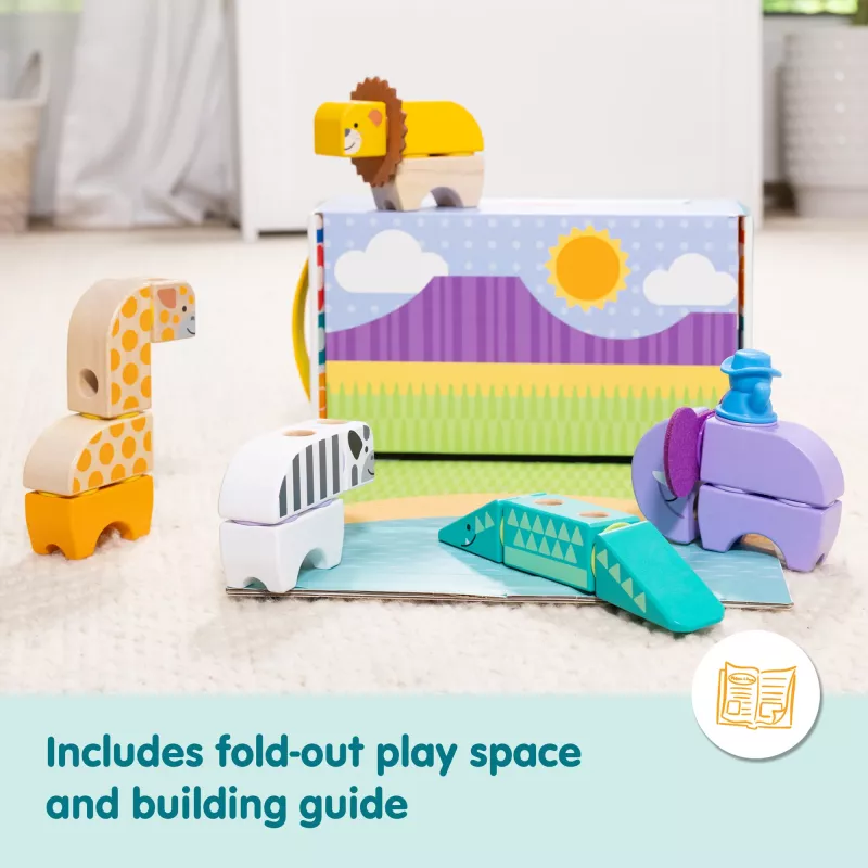 Set da costruzione Spin Master Melissa & Doug Blockables Safari set di gioco – figure e blocchi impilabili