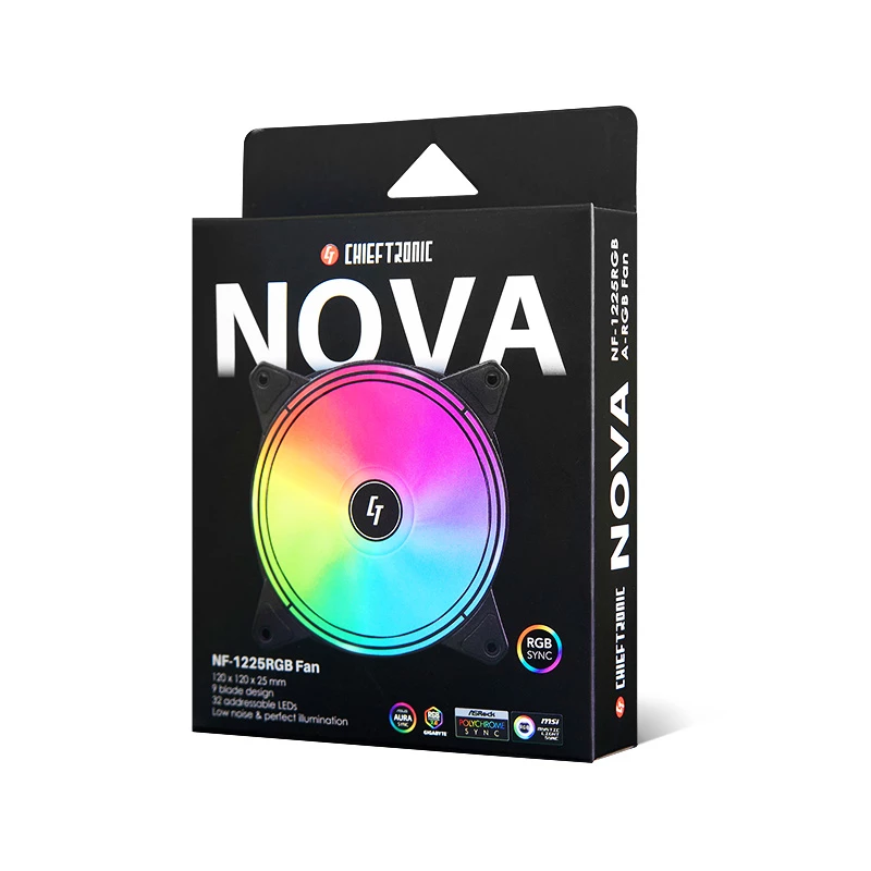 Sistema di raffreddamento per computer Chieftec NF-1225RGB ventola per case 12 cm nero 1 pz.